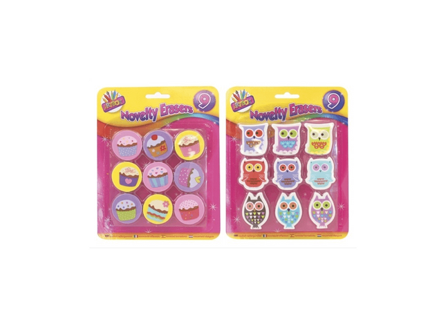 Artbox Owl & Cupcake Novelty Erasers 9 Pack - The Fusion Mart UK