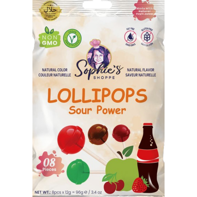 LOLLIPOPS SOUR POWER 8 PICES 96G - The Fusion Mart UK