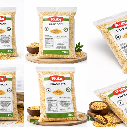 Urad Gota Rubi from The Fusion Mart UK in 500g, 1kg, 2kg, or 5kg packaging, shown in a clear image.