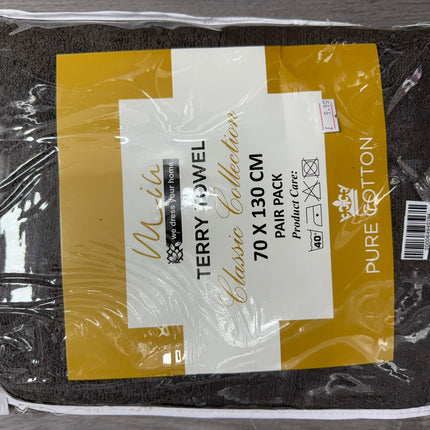 Terry Towel classic Collection - 70 x130 cm- Pair Pack - Pure Cotton