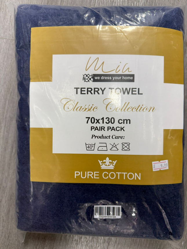 Terry Towel classic Collection - 70 x130 cm- Pair Pack - Pure Cotton