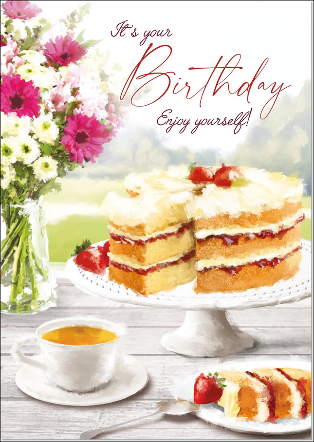 birthday card for her tradional tea and cake - The Fusion Mart UK