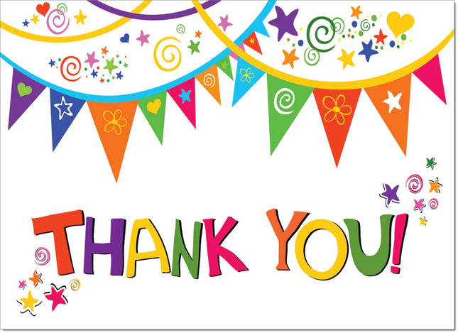 thank you card bright bunting - The Fusion Mart UK