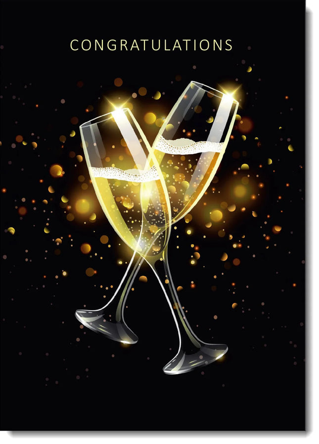 Congratulations Card Champagne Glasses - The Fusion Mart UK