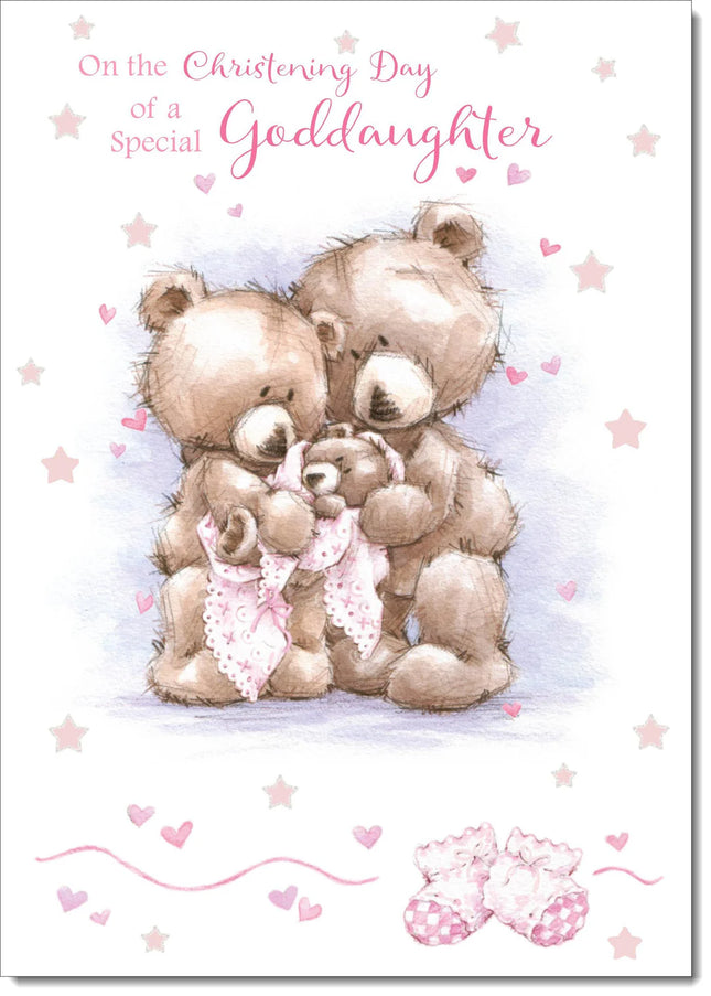 Goddaughter Christening Card Cute Teddy - The Fusion Mart UK