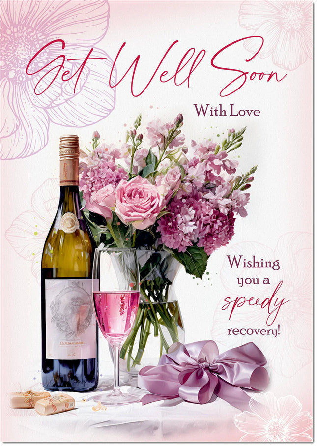 get well card roses and red wine - The Fusion Mart UK