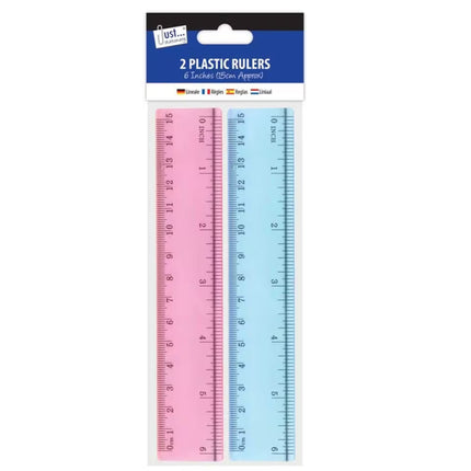 Just Stationery 6in Plastic Rulers 2 Pack - The Fusion Mart UK