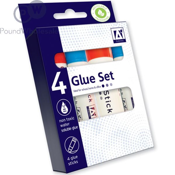 A* Stationery Glue Stick Set 4 Pack - The Fusion Mart UK