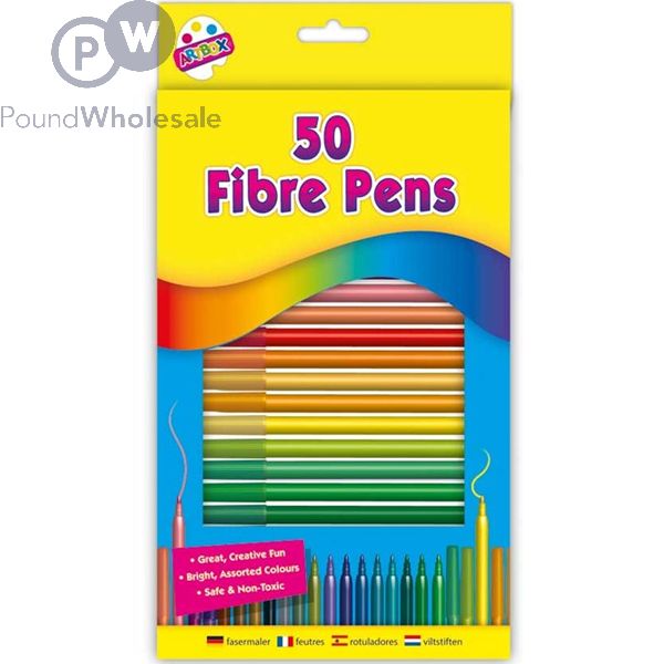 Artbox Assorted Fine Fibre Tip Colouring Pens 50 Pack - The Fusion Mart UK
