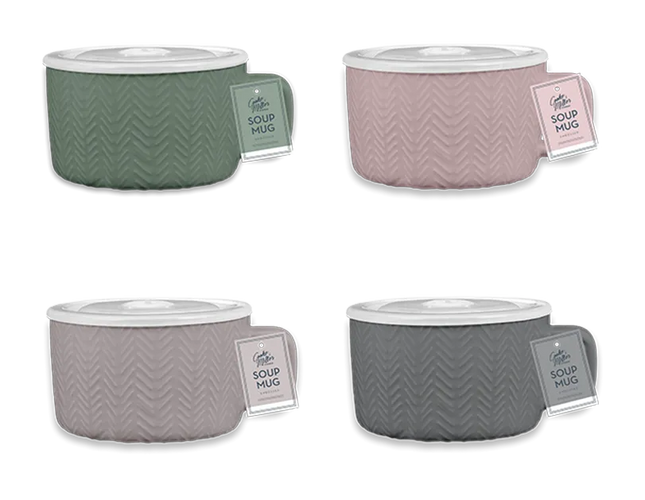 Natural Embossed Soup Mug - The Fusion Mart UK