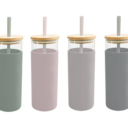 Natural Glass Bottle With Straw 500ml - The Fusion Mart UK