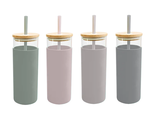 Natural Glass Bottle With Straw 500ml - The Fusion Mart UK