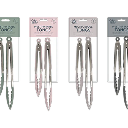 Natural Multipurpose Tongs 2pk - The Fusion Mart UK