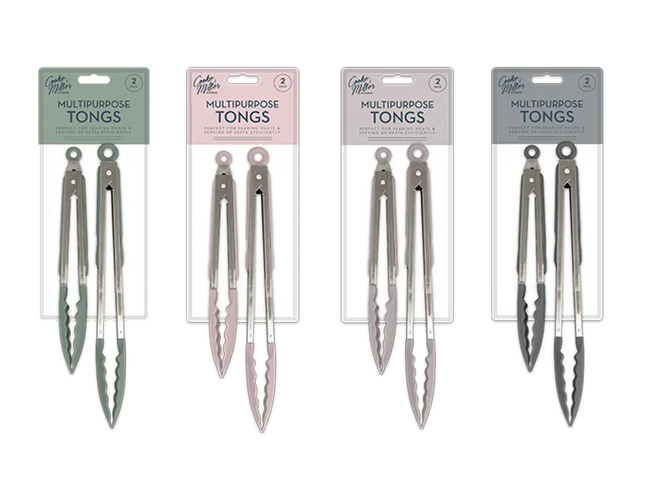 Natural Multipurpose Tongs 2pk - The Fusion Mart UK