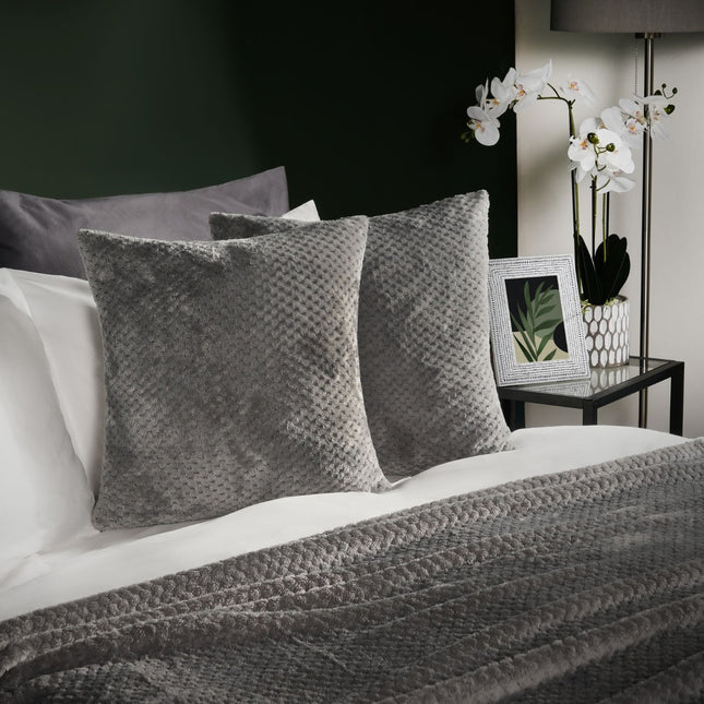 BRENTFORDA WAFFLE CUSHION COVER CHARCOL - The Fusion Mart UK