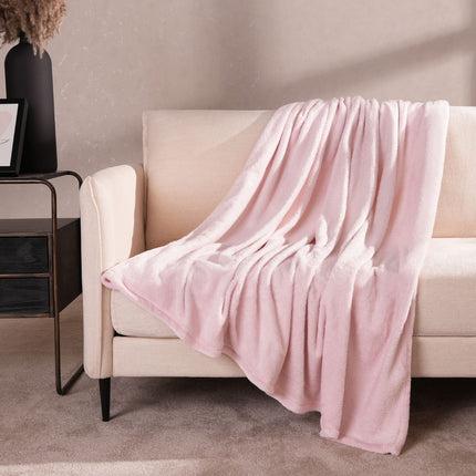 BRENTFORDS SUPERSOFT THROW BLUSH PINK - The Fusion Mart UK