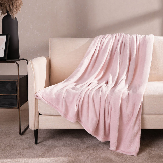 BRENTFORDS SUPERSOFT THROW BLUSH PINK - The Fusion Mart UK