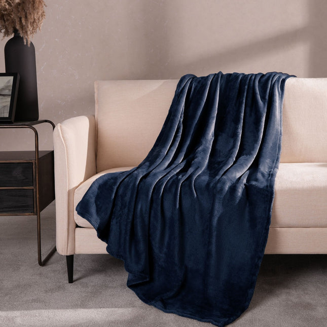 BRENTFORD SUPERSOFT THROW NAVY BLUE - The Fusion Mart UK