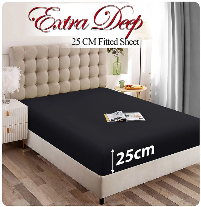 ELAFY LUXURY MICROFIBER FITTED SHEET 25CM DEEP EXTRA SOFT FEELS LUXURIOUS - The Fusion Mart UK