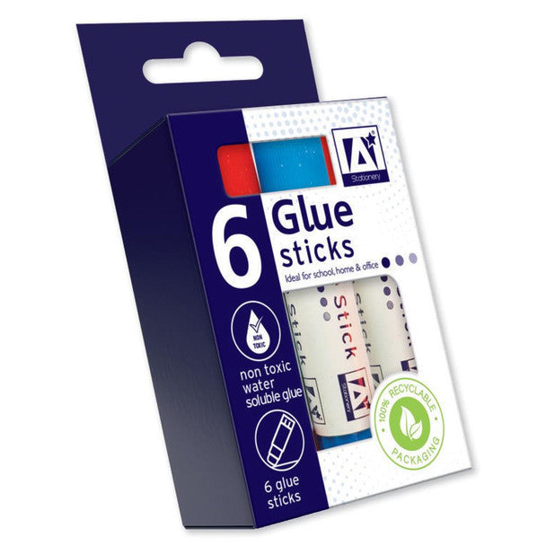 Non Toxic Water Soluble Glue Stick 6 Pack
