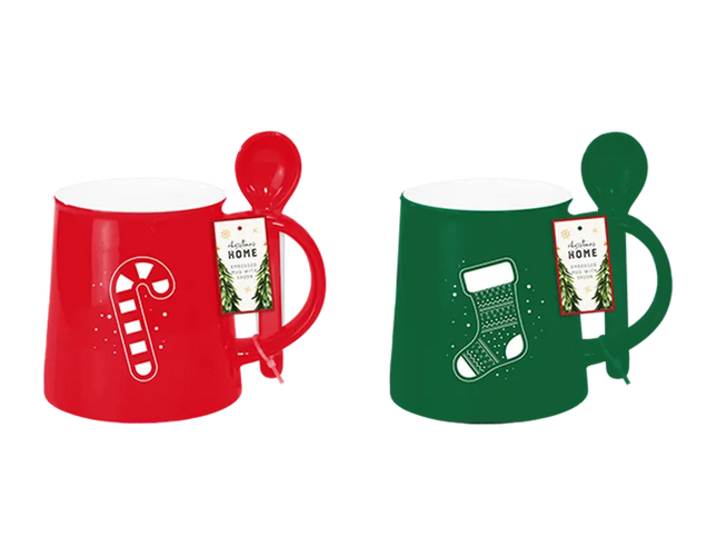 Christmas Embossed Mug with Spoon - The Fusion Mart UK