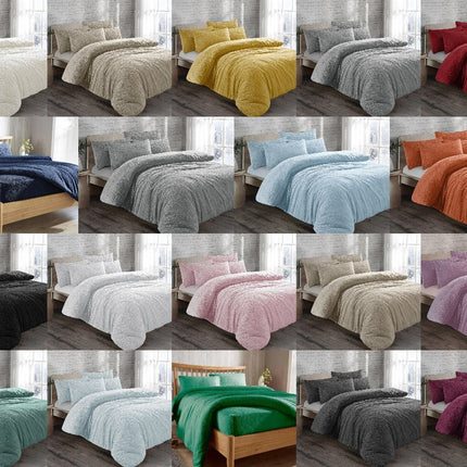 Teddy Fleece Duvet Cover Set Pillow & Fitted Sheet