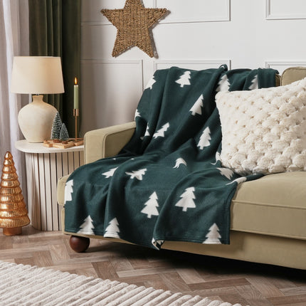 DREAMSCENE STAR PRINT FLEECE THROW GREEN - The Fusion Mart UK