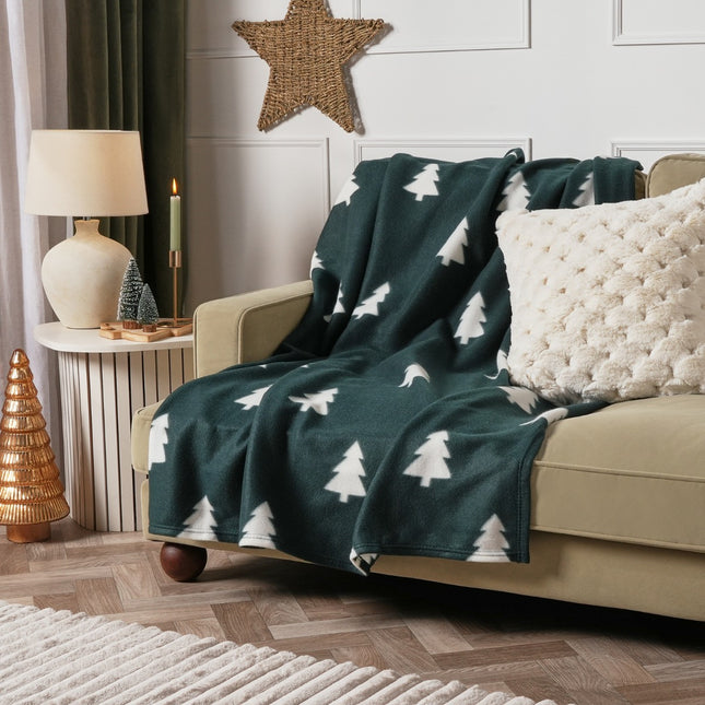 DREAMSCENE STAR PRINT FLEECE THROW GREEN - The Fusion Mart UK