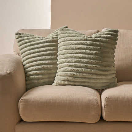 FAUX FUR THICK RIBBED CUSHION COVER SAGA - The Fusion Mart UK
