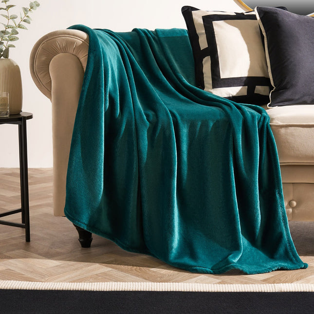 ULTRA SOFT GEOMETRIC PRINT THROW TEAL - The Fusion Mart UK
