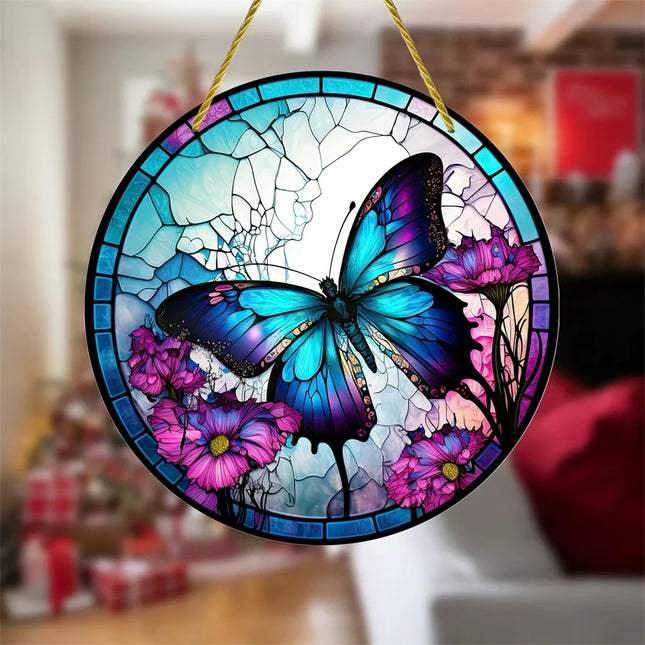 2D Flat, 1pc Acrylic Butterfly Feather Dreamcatcher Wall Han - The Fusion Mart UK