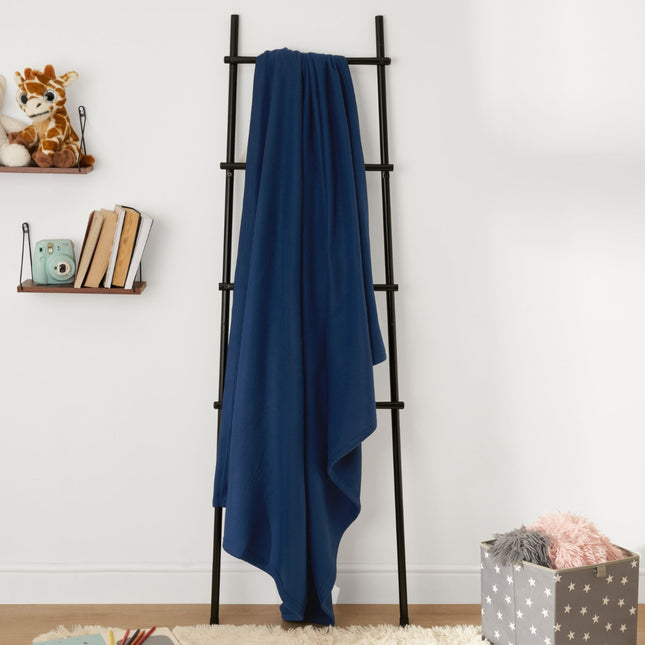 DREAMSCENE PLAIN FLEECE THROW NAVY - The Fusion Mart UK