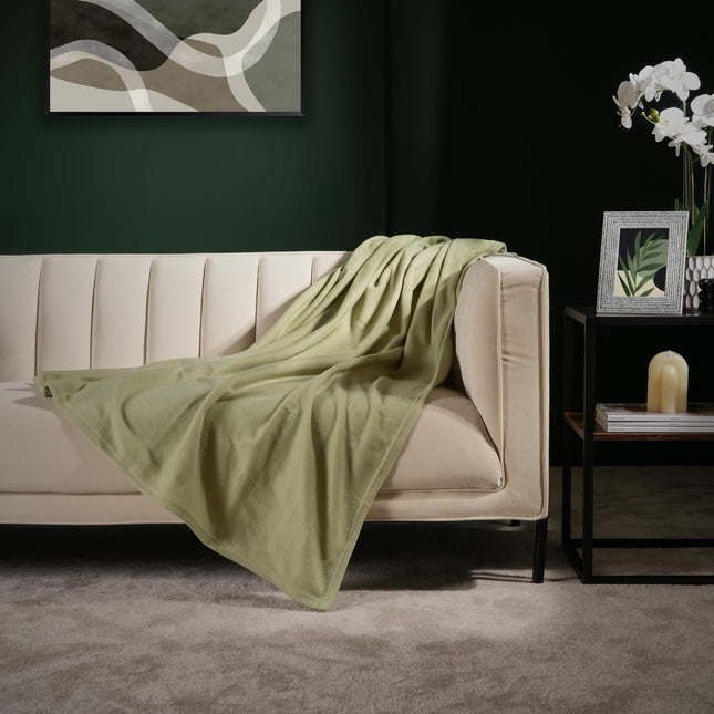 DREAMSCENE PLAIN FLEECE THROW SAGA - The Fusion Mart UK