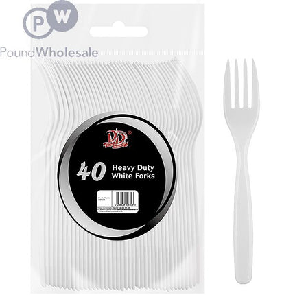 Deluxe Disposable Heavy Duty White Forks 40 Pack - The Fusion Mart UK