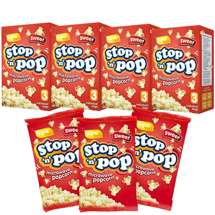 Super Snack Stop N Pop Sweet Microwave Popcorn 3 X 85G - The Fusion Mart UK