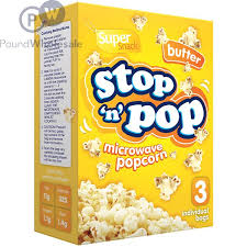 Super Snack Stop N Pop Butter Microwave Popcorn 3 X 85g - The Fusion Mart UK