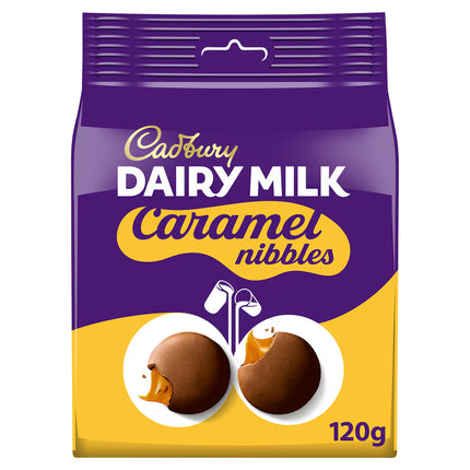 Parfetts Cadbury Caramel Nibble chocolate pieces in a bowl, showing smooth caramel-filled chocolate treats.