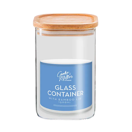 Glass Container with Bamboo Lid 1500ml - The Fusion Mart UK