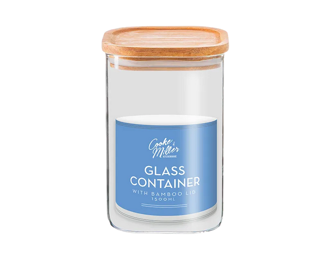 Glass Container with Bamboo Lid 1500ml - The Fusion Mart UK