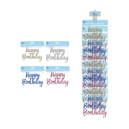 Pastle Glitter happy birthday cake topper - The Fusion Mart UK