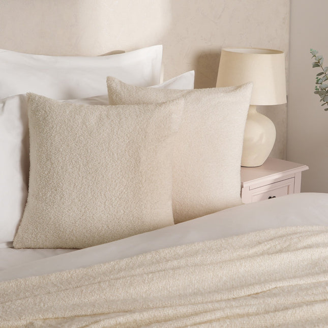 HIGHAMS TEDDY BOUCLE CUSHION COVER CREAM - The Fusion Mart UK