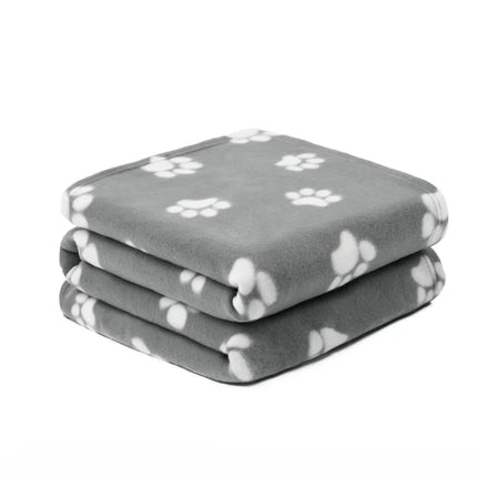 PET PAW PRINT FLEECE THROW GREY CHARCOL - The Fusion Mart UK