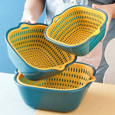 6pcs Kitchen Vegetable Cleaning Set, Double-layer Drain B