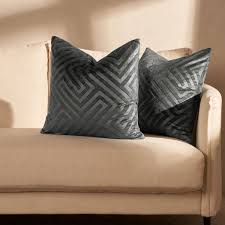 CUT OUT MATTE VELVET CUSHION COVERS CHARCOL - The Fusion Mart UK