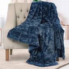 DREAM WAFFLE MINK THROW NAVY - The Fusion Mart UK