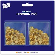 Just Stationery Brass-Plated Drawing Pins 300 Pack - The Fusion Mart UK