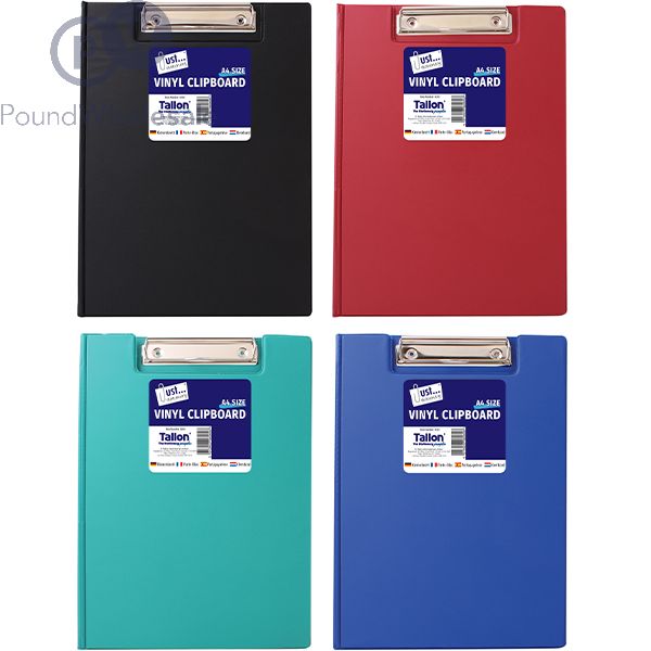 Just Stationery A4 Vinyl Clipboard Folder Assorted Colours - The Fusion Mart UK