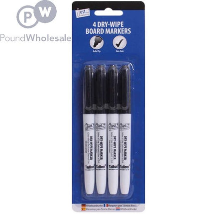 Just Stationery Black Dry-Wipe Board Markers 4 Pack - The Fusion Mart UK