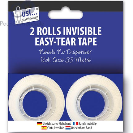 Just Stationery Easy-Tear Tape 33m 2 Pack - The Fusion Mart UK
