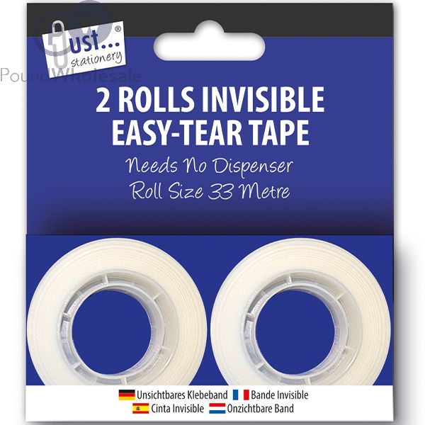 Just Stationery Easy-Tear Tape 33m 2 Pack - The Fusion Mart UK